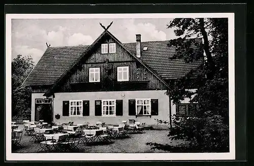 AK Bad Liebenstein /Th., Waldgaststätte und Fremdenheim Hubertushof mit Terrasse