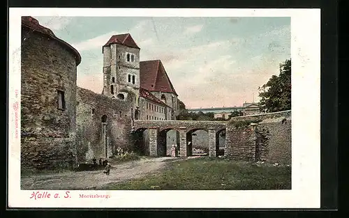 AK Halle /S., Moritzburg mit Torbögen