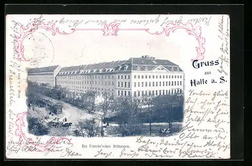 AK Halle /S., Die Francke`schen Stiftungen aus der Vogelschau