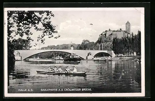 AK Halle /S., Saalepartie an der Cröllwitzer Brücke