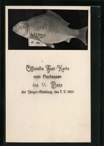 AK Fest-Karte vom Fischessen des 11. Bass der Sänger-Abteilung des T.V. 1860