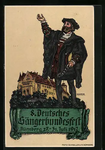 Künstler-AK Nürnberg, 8. Deutsches Sängerbundesfest 1912