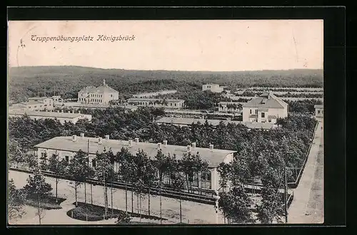 AK Königsbrück, Ansicht auf den Truppenübungsplatz aus der Vogelschau