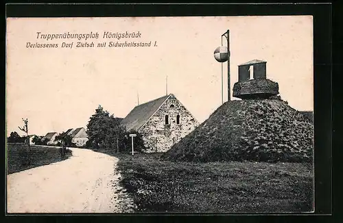 AK Königsbrück, Truppenübungsplatz, Verlassenes Dorf Zietsch mit Sicherheitsstand 1