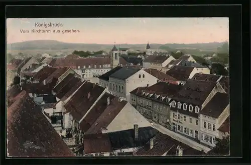 AK Königsbrück, Aussicht vom Kirchturm über die Dächer
