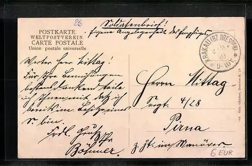 AK Königsbrück, Aussicht vom Kirchturm über die Dächer