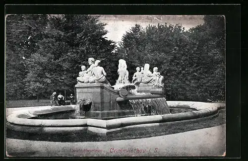 AK Crimmitschau i. S., Wettinbrunnen