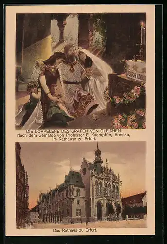 AK Erfurt, Rathaus und Darstellung der Doppelehe des Grafen von Gleichen