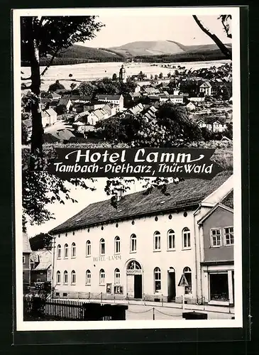 AK Tambach-Dietharz /Thür. Wald, Ortsansicht, Hotel Lamm