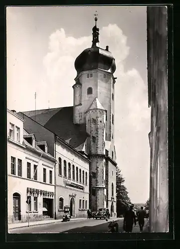 AK Marienberg, St. Marienkirche mit Redaktion der Freien Presse