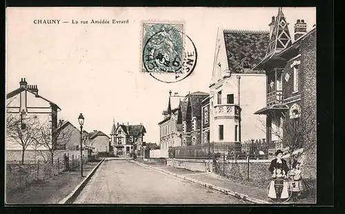 AK Chauny, La rue Amédée Evrard