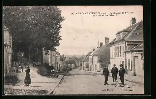 AK Oulchy-le-Chateau, Faubourg de Soissons et Avenue du Prieuré