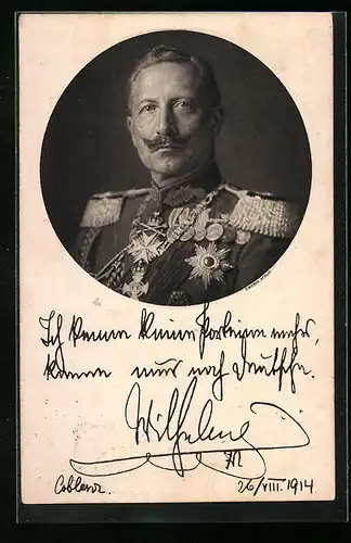 AK Portrait von Kaiser Wilhelm II. in prächtiger Uniform