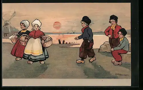 Künstler-AK Ethel Parkinson: Holländische Jungs fragen nach Brot