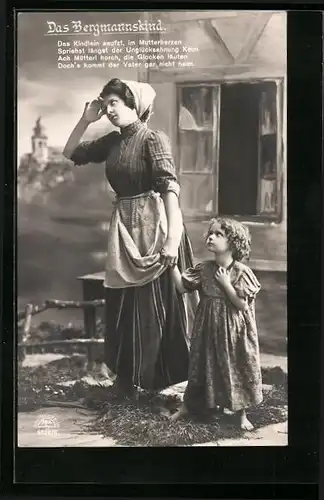 AK Das Bergmannskind: Mutter und Kind warten sehnsüchtig auf Vater