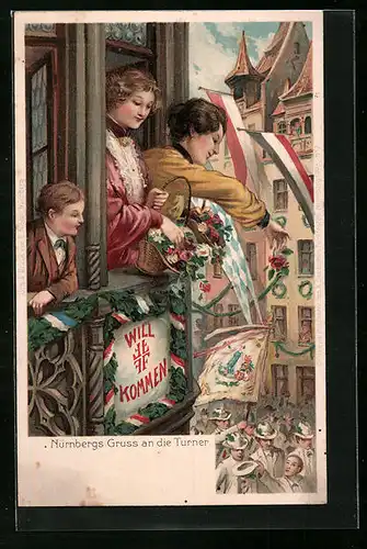 Künstler-AK Nürnberg, X. Deutsches Turnfest 1903 - Nürnbergs Gruss an die Turner