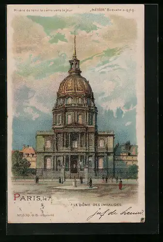 Künstler-AK Paris, Le Dome des Invalides, Halt gegen das Licht