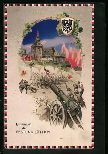 Präge-AK Lüttich, Erstürmung der Festung durch die Reichswehr, Halt gegen das Licht