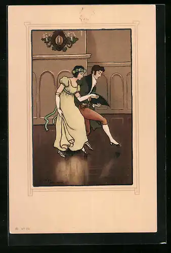 Künstler-AK Ethel Parkinson: Paar schwingt das Tanzbein auf dem Parkett im Ballsaal