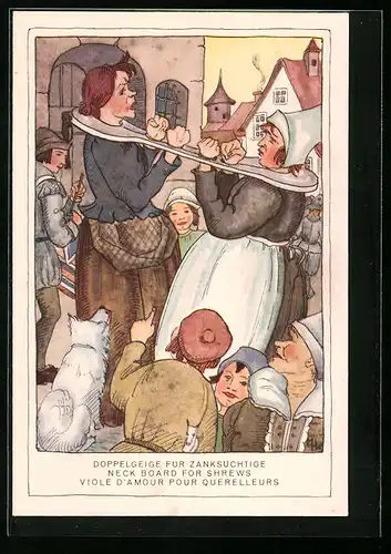 Künstler-AK Doppelgeige für Zanksüchtige