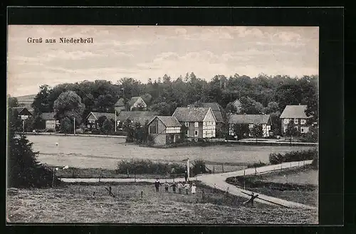 AK Niederbröl, Ortspartie mit Kindern
