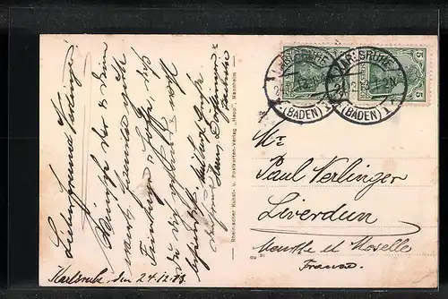 AK Karlsruhe i. B., Kaiserl. Postamt