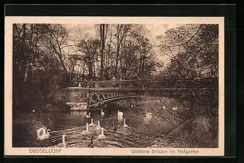 AK Düsseldorf, Goldene Brücke im Hofgarten