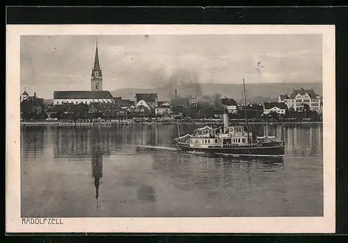 AK Radolfzell, Dampfer vor der Stadt
