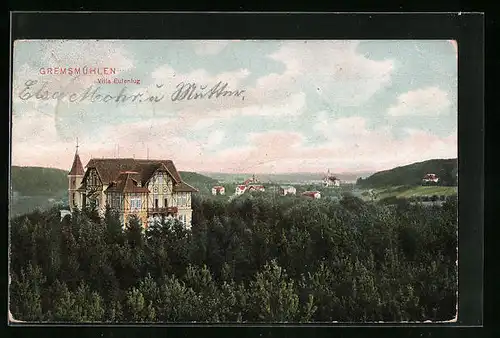 AK Gremsmühlen, Villa Eulenlug mit Umgebung