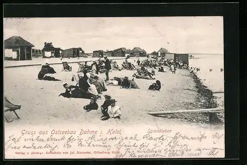 AK Dahme /Holst., Strandleben mit Badehäuschen