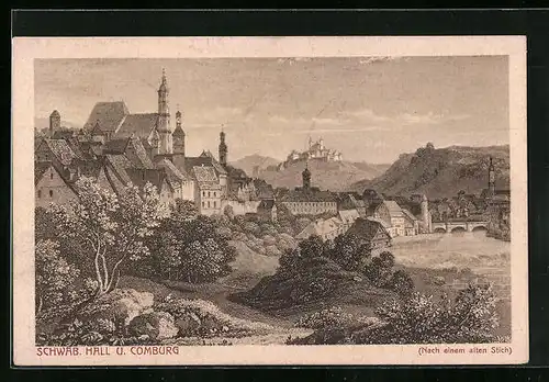 AK Schwäb. Hall, Teilansicht mit Comburg