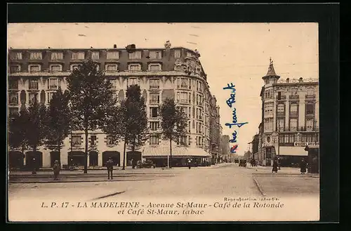 AK La Madeleine, Avenue St-Maur - Café de la Rotonde et Café St-Maur, tabac