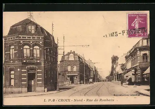 AK Croix, Nord, Rue de Roubaix