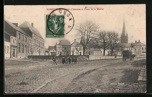 AK Maroilles, Route d`Avesnes et Place de la Mairie