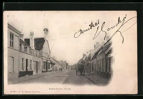 AK Loon-Plage, Ortsansicht mit Kutsche
