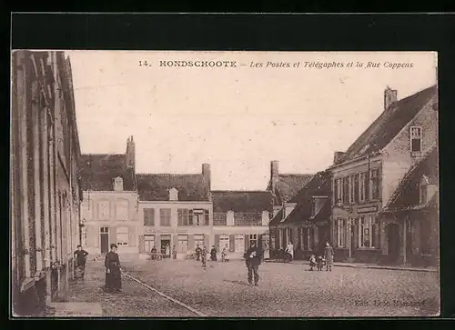 AK Hondschoote, Les Postes et Télégraphes et la Rue Coppens