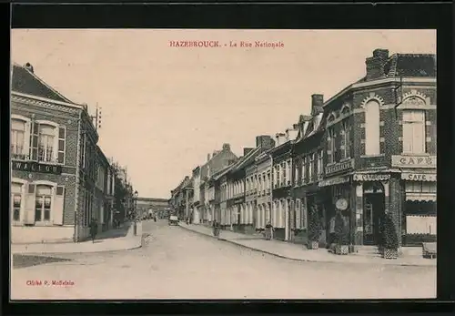 AK Hazebrouck, La Rue Nationale