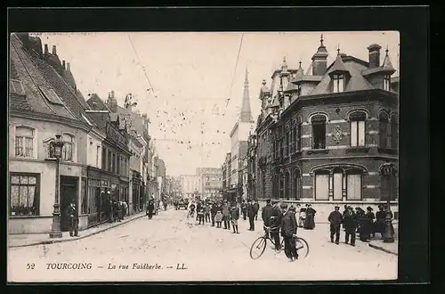 AK Tourcoing, La rue Faidherbe, Strassenpartie