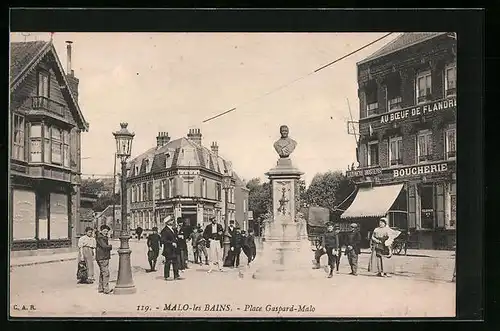 AK Malo-les-Bains, Place Gaspard-Malo