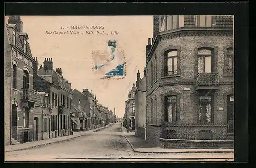 AK Malo-les-Bains, Rue Gaspard-Neuts, Strassenpartie
