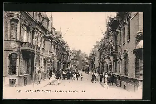 AK Malo-les-Bains, La Rue de Flandre, Strassenpartie