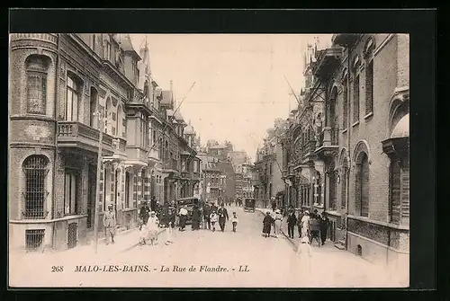 AK Malo-les-Bains, La Rue de Flandre, Strassenpartie