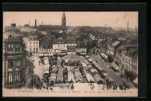 AK Tourcoing, La Grande Place un jour de Marché