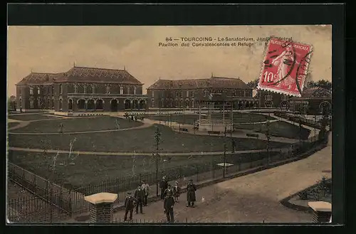 AK Tourcoing, Le Sanatorium, Jardin Central