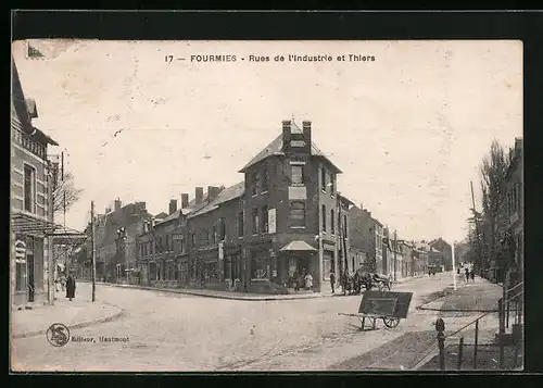 AK Fourmies, Rues de l`Industrie et Thiers