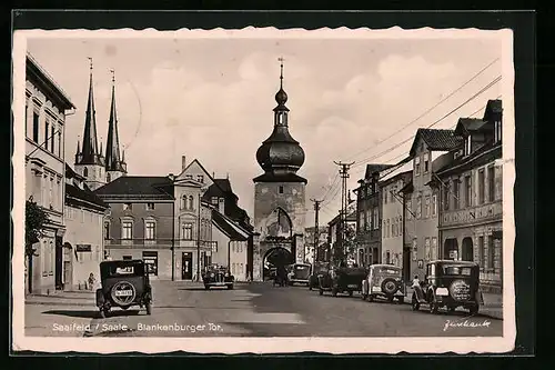 AK Saalfeld /Saale, Strassenpartie am Blankenburger Tor