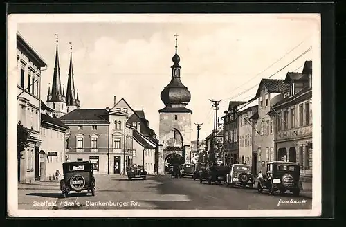 AK Saalfeld /Saale, Blankenburger Tor, Strassenpartie