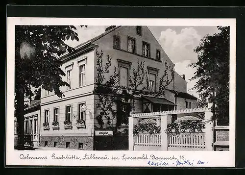 AK Lübbenau /Spreewald, Oehlmanns Gasthaus, Strassenpartie