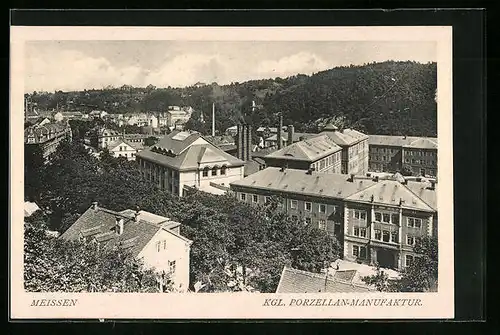 AK Meissen, Kgl. Porzellan-Manufaktur aus der Vogelschau