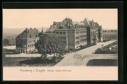 AK Annaberg /Erzgebirge, Königl. Lehrer-Seminar, Strassenpartie